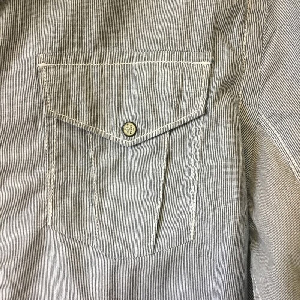 DKNY Jeans Blue Striped Button-Up Shirt - Picture 4 of 14
